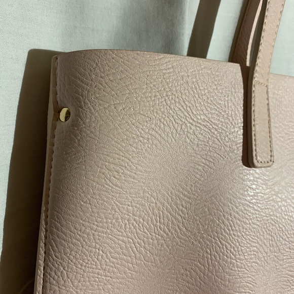 Light Pink Blush Two Tone Large Faux Leather Convertible Work Tote, Ulta, Tassel - Picture 3 of 16